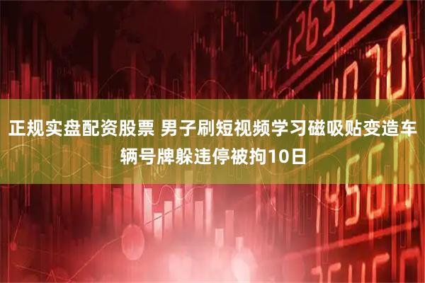 正规实盘配资股票 男子刷短视频学习磁吸贴变造车辆号牌躲违停被拘10日